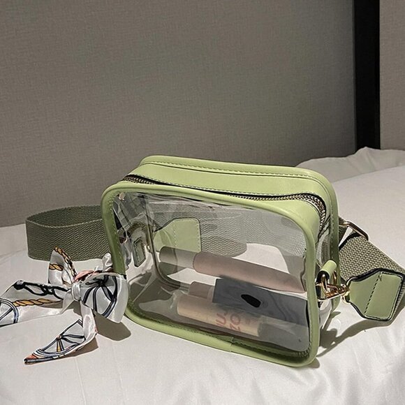 Women Clear Purse Small Shouler Crossbody Bag, Green - Picture 5 of 6